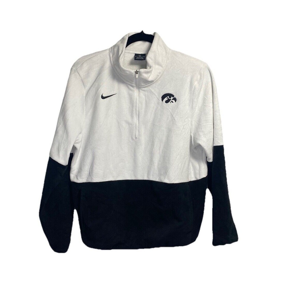 Nike Iowa Hawkeyes 1/4 Zip Pullover Sweater Women's Medium White Black‎ Fleece